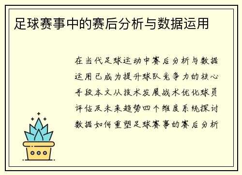 足球赛事中的赛后分析与数据运用