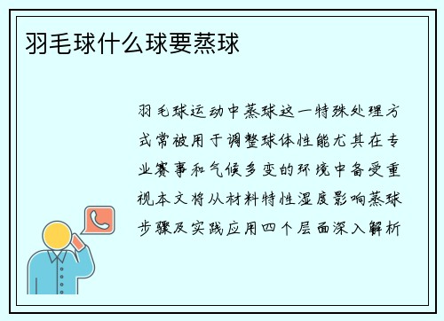 羽毛球什么球要蒸球