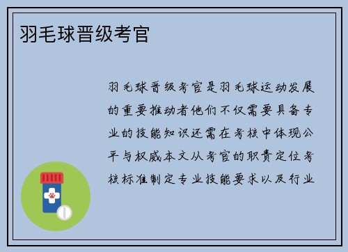 羽毛球晋级考官